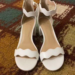 INC white block heel shoes